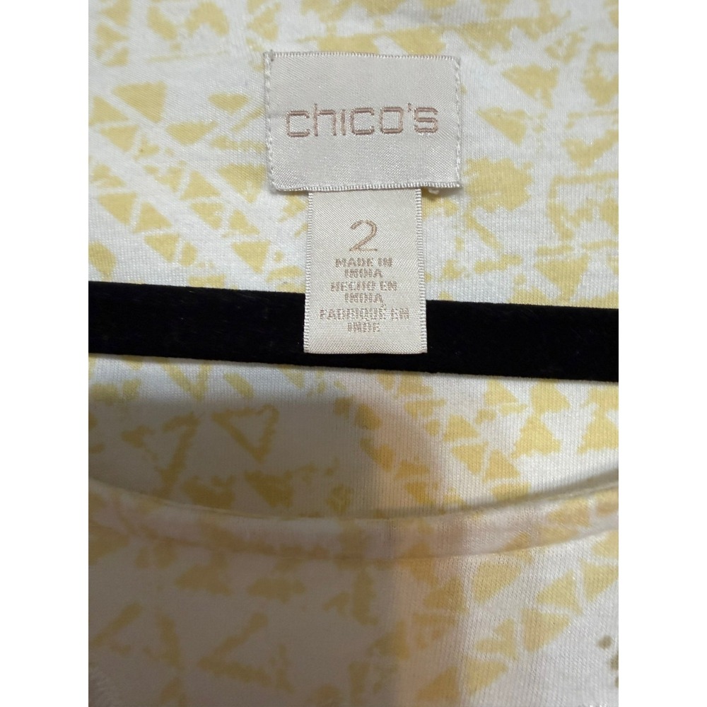 Chico's‎ Size 2 Soft Girl Embroidered Top Womens Large Parisian Coastal Grandma - Picture 5 of 7